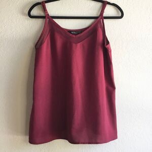 Burgundy red spaghetti strap mesh camisole